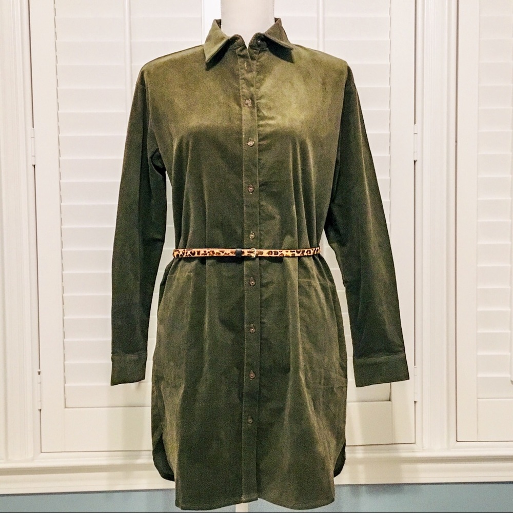 NWT Lumiere small corduroy shirtdress w/ pockets